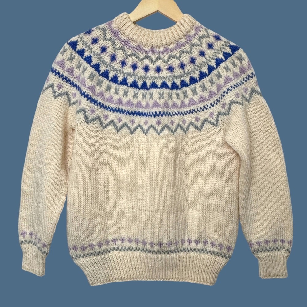 Vintage Dale Norway Womens Wool Fair Isle Nordic Sweater Size L 90s Ski Classic